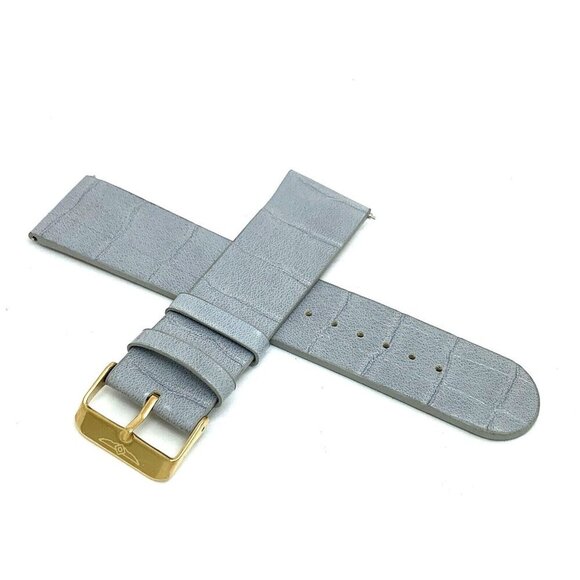 Invicta Watch Replacement Band Gray Leather 26mm Lug Gold Tone Steel Cla… - Picture 1 of 5